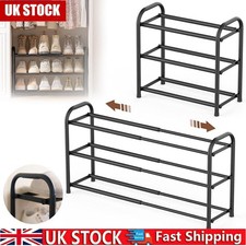 3 Tier Shoe Rack  Extendable Storage Organiser Room Hallway Tidy Space Saver UK