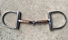 5" stainless steel  jointed dee snaffle bit w/copper & stainless rollers