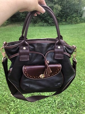 Vtg Lancel Paris Women's Leather hand bag dark brown. Shoulder strap **Rare**