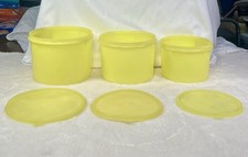 Vintage 1970's Clear "Seal" Yellow Canister Set of 3