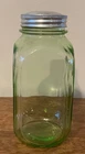 Hocking Green Depression Plain Quart Uranium Glass Canister with Metal Lid