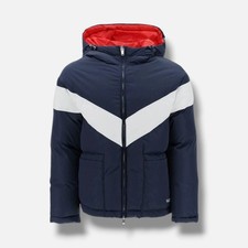 Valentino Men Blue Hooded Padded Down Zip-up Winter Puffer Jacket Coat Size 54