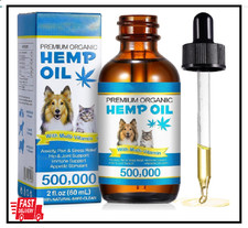 Hemp Oil for Dogs Cats Anxiety, Pain,Stress Calming Drops 100 Organic, 2 FL oz.