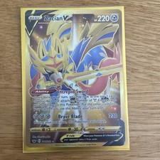 Zacian V 211/202 Sword & Shield Base Full Art Secret Rare Gold Pokemon Card New