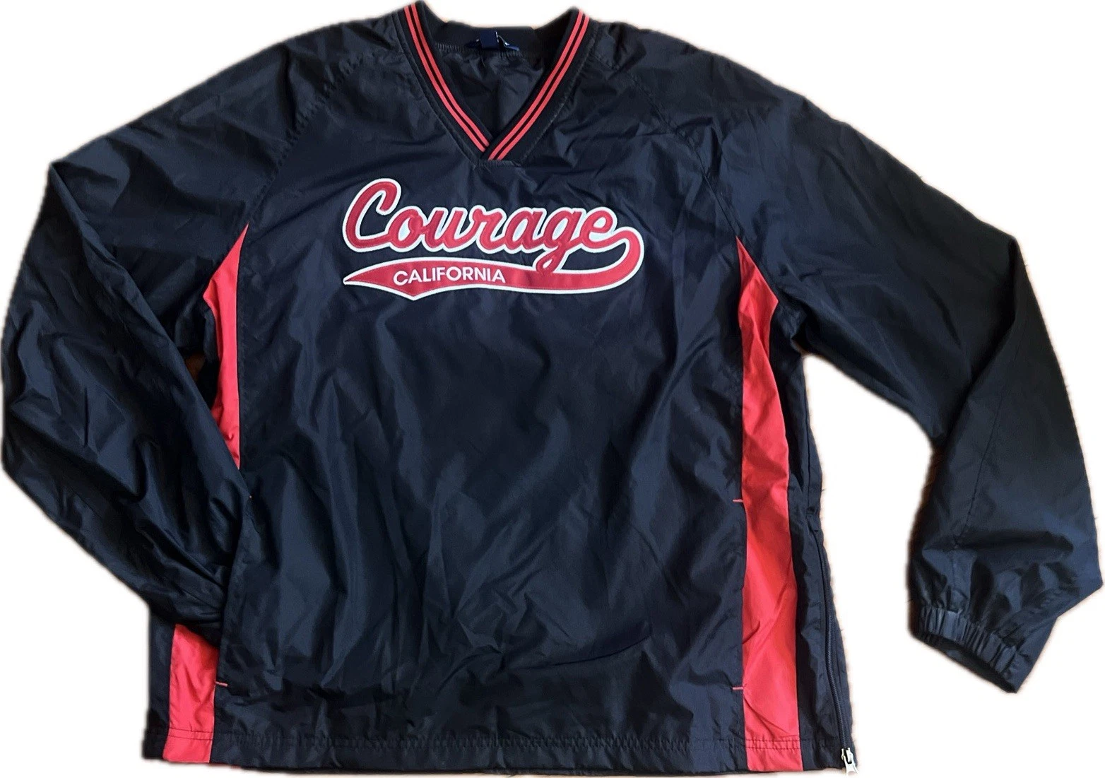 Courage California Windbreaker Pullover Jacket V-Neck Embroidered Adult XL RARE!