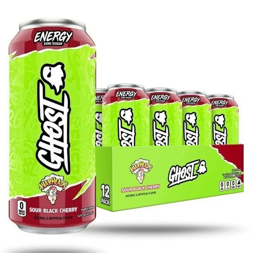 GHOST Energy Drink Limited Edition Sour Black Cherry (12 Drinks, 16 Fl Oz. Each) - Afbeelding 1 van 4