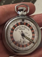 OROLOGIO DA TASCA VINTAGE ROULETTE WHEEL GIOCO D'AZZARDO MONACO - SALONE DEPOSE GWO🇬🇧