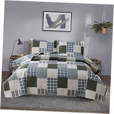 Bedspread Set Queen Size Quilt Set Bedding Full/Queen Line Plaid Patchwork