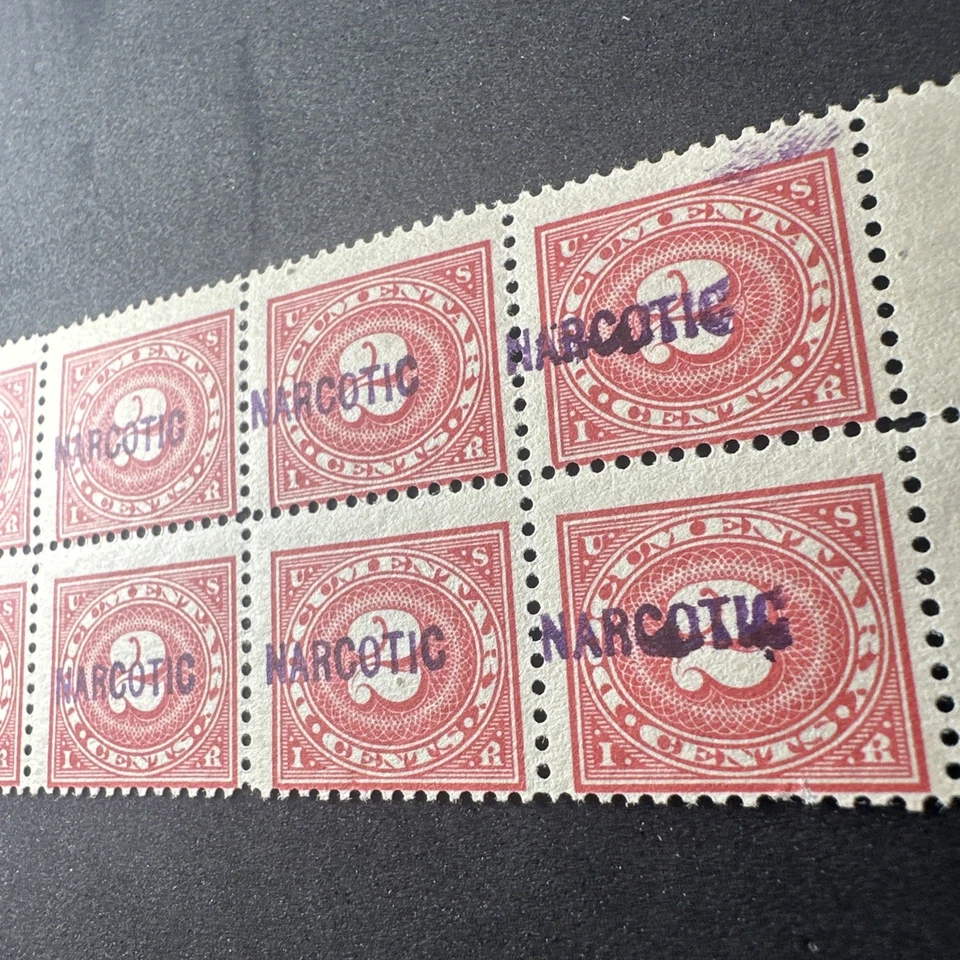 1919 RJA10 Mint Narcotic Stamp Block Revenue - Image 3 of 4
