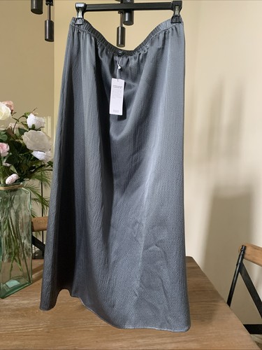 NWT Eileen Fisher Steel Hammered Silk/Organic Cotton F/L Skirt Size XS - Picture 4 of 9