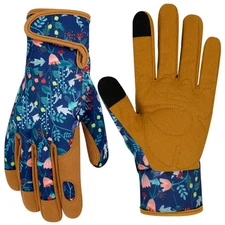 MERTURN Leather Gardening Gloves for Women Garden Gloves Thorn Proof Touch 