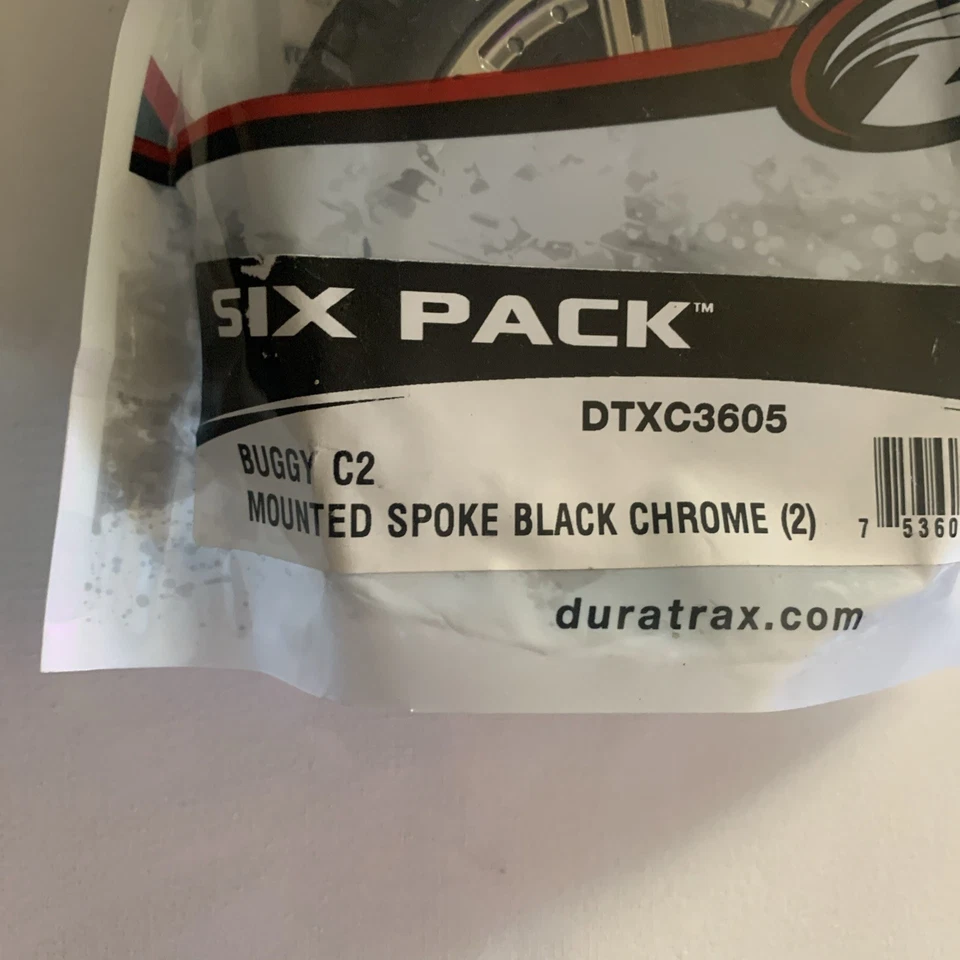 Duratrax Six Pack Black Chrome Buggy C2 Mounted Wheels DTXC3605 NEW - Image 3 of 4