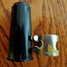 HEAVY DUTY NICKLE Bb CLARINET LIGATURE MARKED FRANCE WITH BLACK PLASTIC CAP