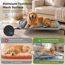 Outdoor Dogs Bed Elevated Dog Medium Cooling Raised Pet Cot Grey Portable Teslin