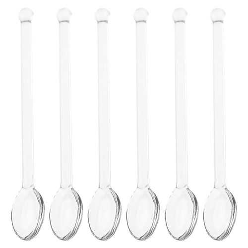 Transparent Glass Spoon: 6pcs Stirring Spoons Clear Cocktail Spoons Espresso