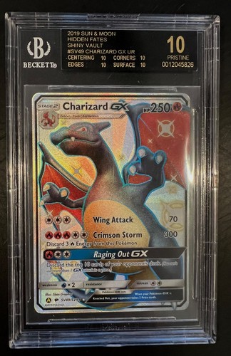 2019 Pokemon Sun & Moon Hidden Fates SV49 Charizard Gx BGS 10 BLACK LABEL GRAIL