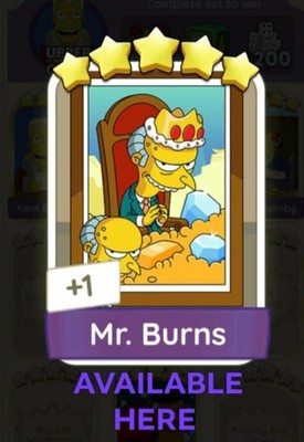 Mr. Burns -5  Set -20 -The Simpsons ALBUM MONO-POLY-GO SUPER SCHNELLER SERVICE HIER