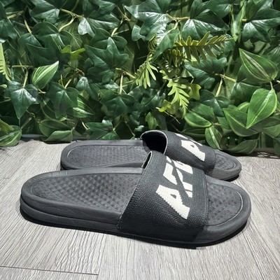 APL BL Techloom Sz 10 Euro 41 Slides Sandals Black with White Recovery