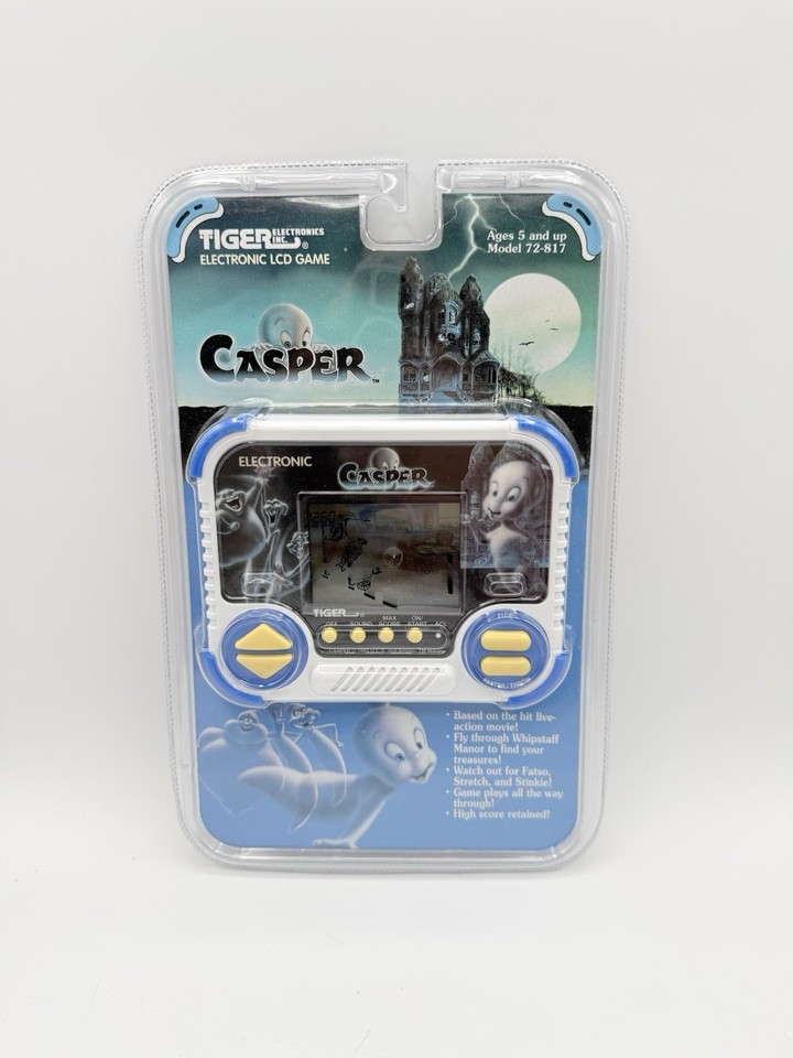 A factory-sealed 1995 Casper LCD Tiger Electronics game that's never been opened in 30 years — deadstock nostalgia bait that doubles as a collectible time capsule.