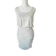 Gibsonlook Women’s Small Ruched Midi Dress Striped Sleeveless Casual