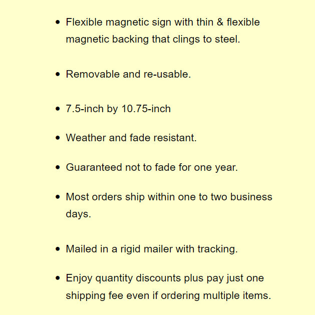 Closed Sign FLEXIBLE MAGNETIC SIGN magnet 7.5x10.75" indoor or outdoor removable