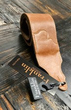 Franklin 3" Jackson Hole Distressed Aged Soft Leather Guitar Strap Cognac Brown