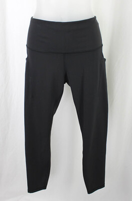 Lululemon Women's Black Wunder Train HR Crop 23'' Pockets Athletic Leggings 6