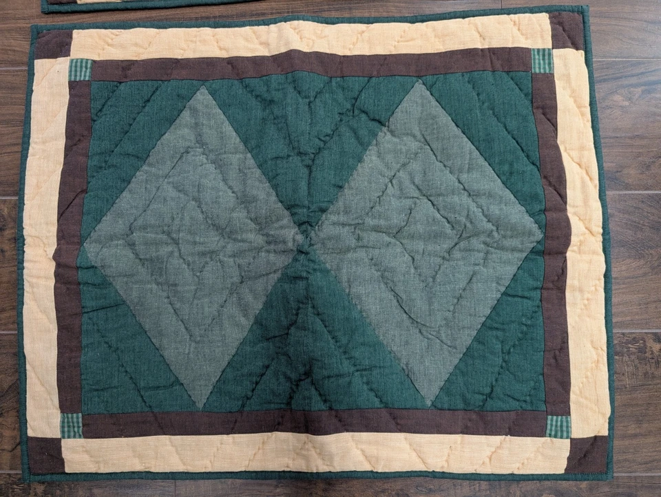 Patch Magic Quilted Pillow Sham 2 Standard Size Lodge Cabin Country Plaid Tie - Image 2 of 4