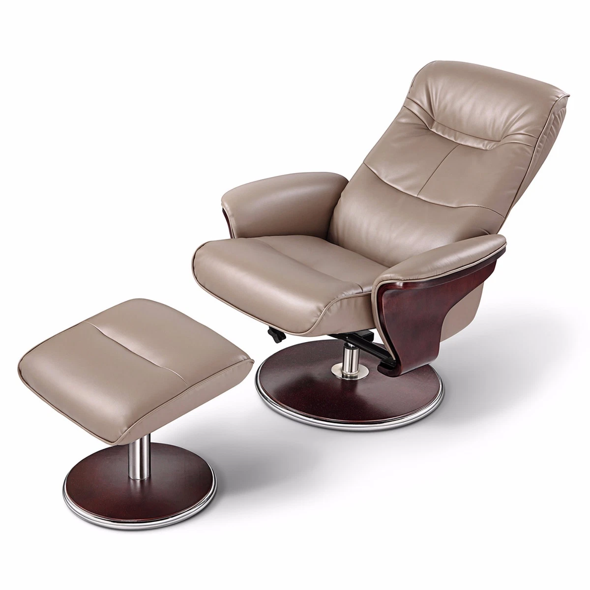 Milano Leather Swivel Recliner and Ottoman set Latte eBay