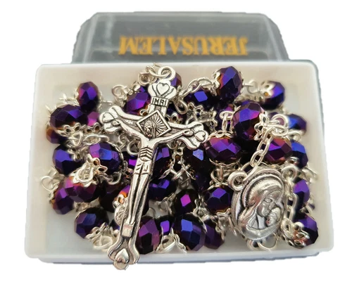 Glass Beads Rosary Necklace Jerusalem made