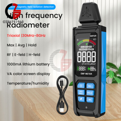 30MHz~8GHZ EMF Meter Household Radiation Detector Temp and Humidity measurement