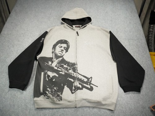 Vintage Scarface Clothing Company Full Zip Hoodie 3XL Embroidered Gray