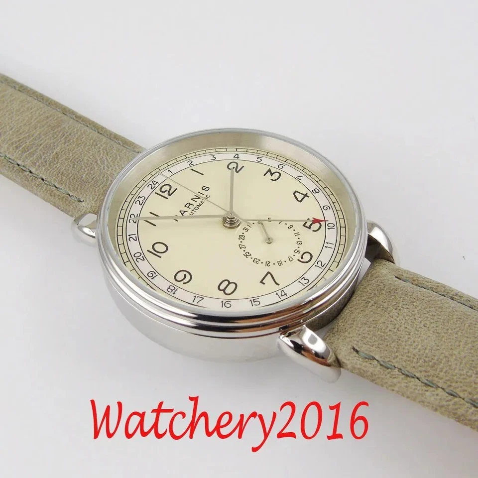 Reloj Mecánico Parnis 42mm GMT Caja Plateada Automático Lujo Estilo Precisión Foto 2 de 4