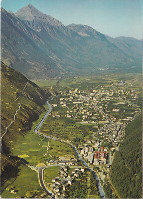Old Postcard - Martigny, plaine du Rhône et route de la Forclaz