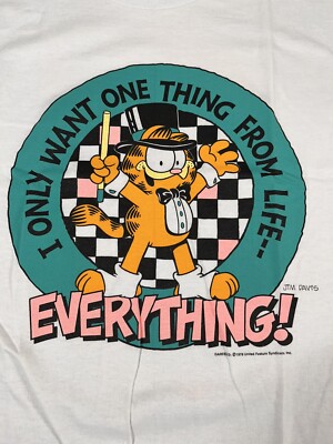 Vintage Garfield Shirt Men Large White Crewneck Jim Davis 1978 NOS Stedman Mint!