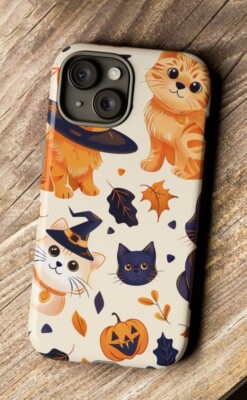 Halloween Cat Phone Case, IPhone Case, Android Case, Google Pixel Case,