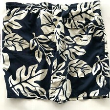 Vintage Hawaiian Breakwater Swim Trunks Mens Size L Blue Flower Bathing Suit