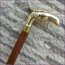 Luxury Eagle Head Walking Cane, Handcrafted Wooden Walking Stick with Gold Brass