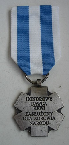 HONORARY BLOOD DONOR, MERITORIOUS TO NATIONAL HEALTH POLISH MEDAL, original, box - Picture 4 of 5