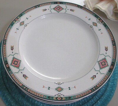 Lot 7 Studio Nova Dinnerware ''ADIRONDACK'' Aztec Southwestern Dinner Plates