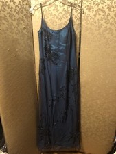 Sue Wong Nocturne Vintage Y2K Blue Floral Beaded Long Dress Size 6 READ