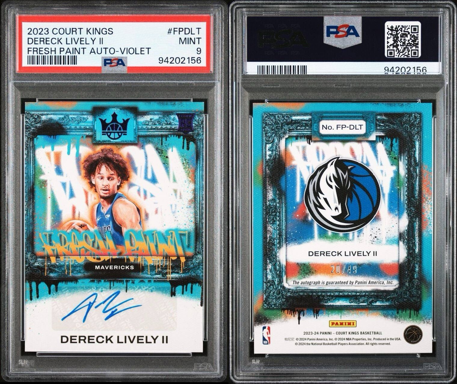 2023 COURT KINGS DERECK LIVELY II FRESH PAINT AUTO-VIOLET PSA 9 RC 20/49