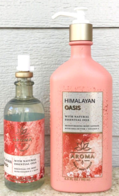 2 Bath & Body Works HIMALAYAN OASIS Body Lotion + Essential Oil Mist SET of 2