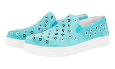 Sneaker Prada scamosciata Downtown slip on OESEN Tuerkis bianche nuove