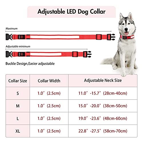 Ultra Light USB Rechargeable LED Dog Collar Adjustable Light up Dog