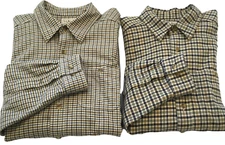 2 LL Bean Heavy Flannel Button Shirts Men’s L-REG Long Slv Pockets Multi Check