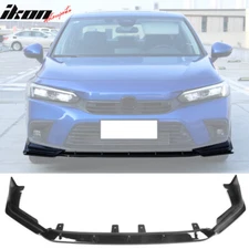 Fits 22-24 Honda Civic 11th Gen IKON Gloss Black PP Front Bumper Lip Spoiler 3PC