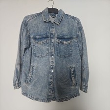 Divided H&m Vintage Denim Women's Oversized Jacket Uk - S 100% Cotton