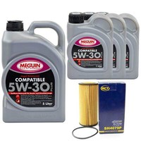 MotoröL Set Compatible 5W-30 Plus Meguin 8 Liter + ÖLfilter FüR Audi A6 Avant S6