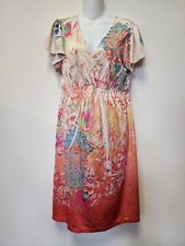 Kiara Women L Dress VNeck Flutter Floral Y2K Fairy Whimsical Boho Beach Sun Slip